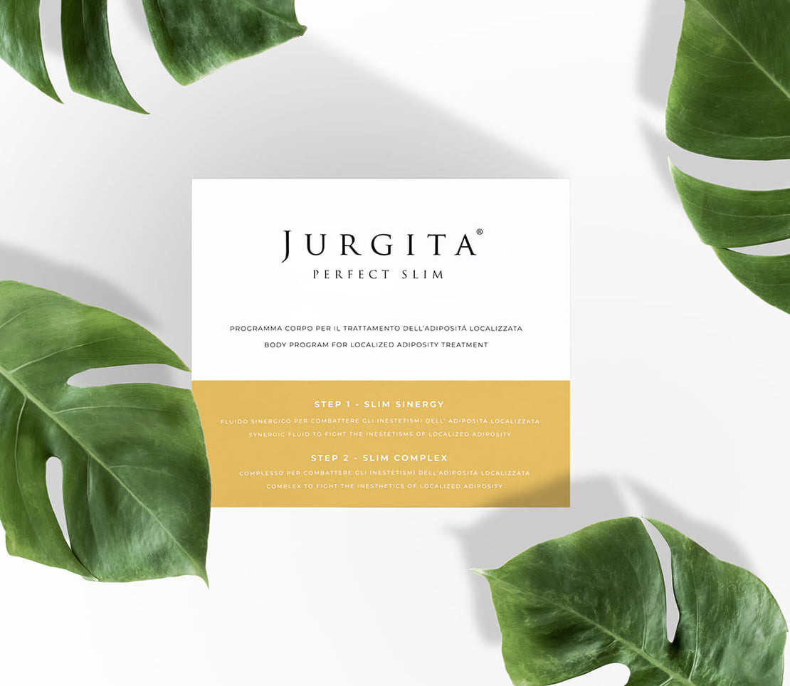 Jurgita Cosmeceuticals Perfect Slim box — intensive slimming body wrap designed to target localized fat, sculpt contours, and boost fat metabolism for visible slimming results.