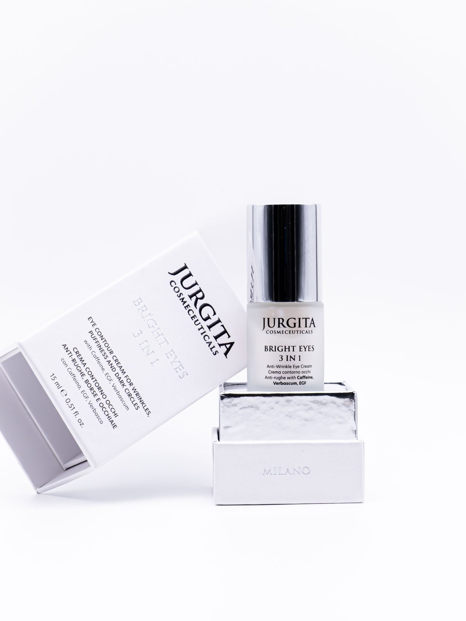 Bright Eyes 3-in-1 Eye Cream – minimalist white background emphasizing the product’s clean, modern aesthetic.