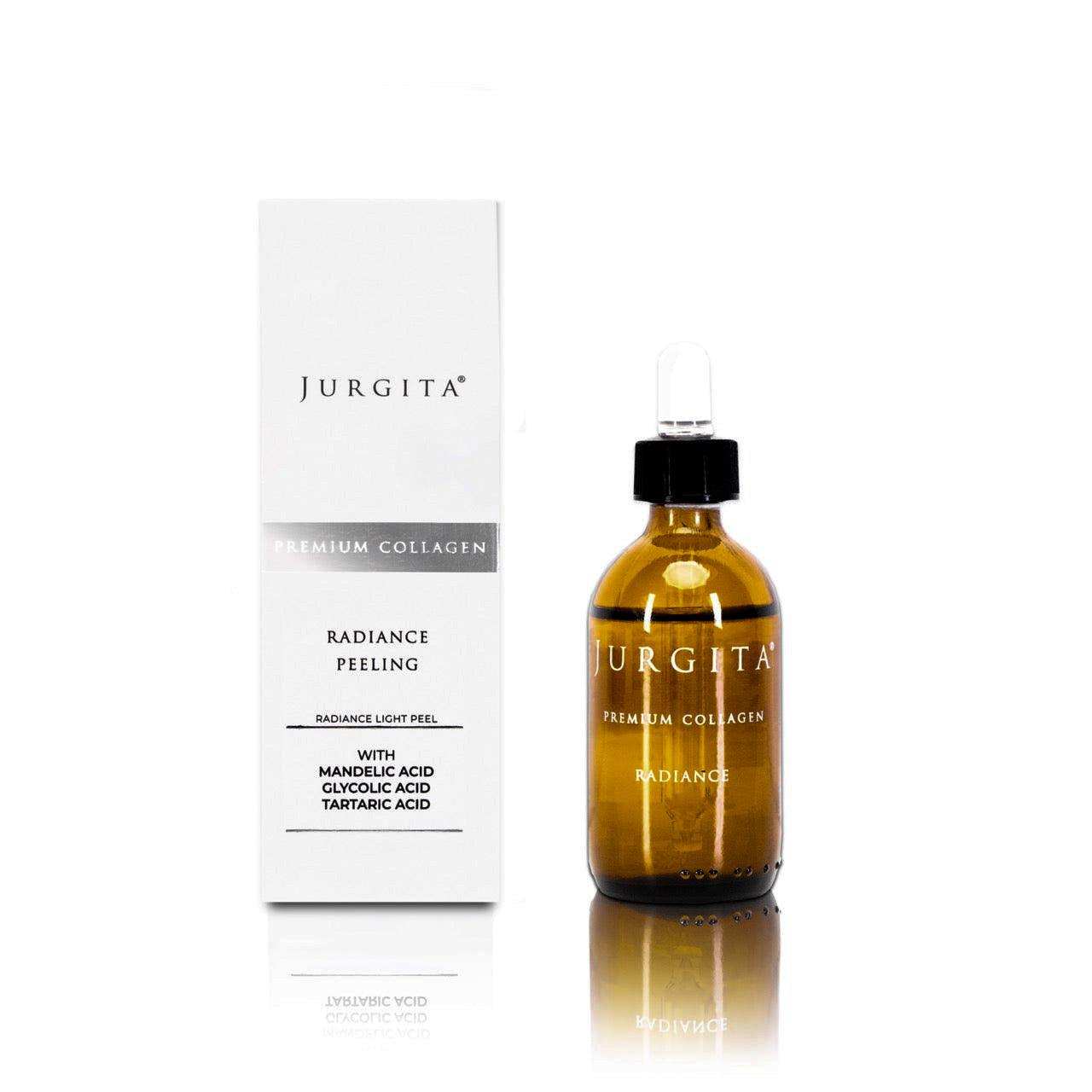 The product with its sleek white box, listing Mandelic Acid and Glycolic Acid as key ingredients.
