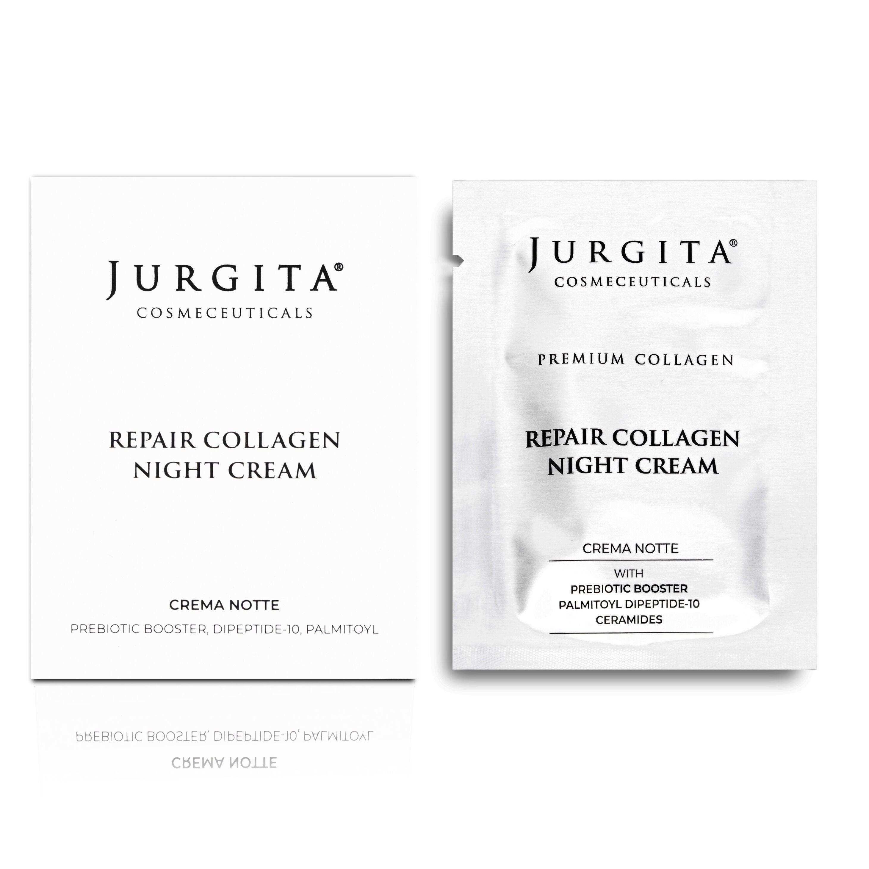 A travel-friendly sachet of Repair Collagen Night Cream, perfect for hydration and skin repair on the go.