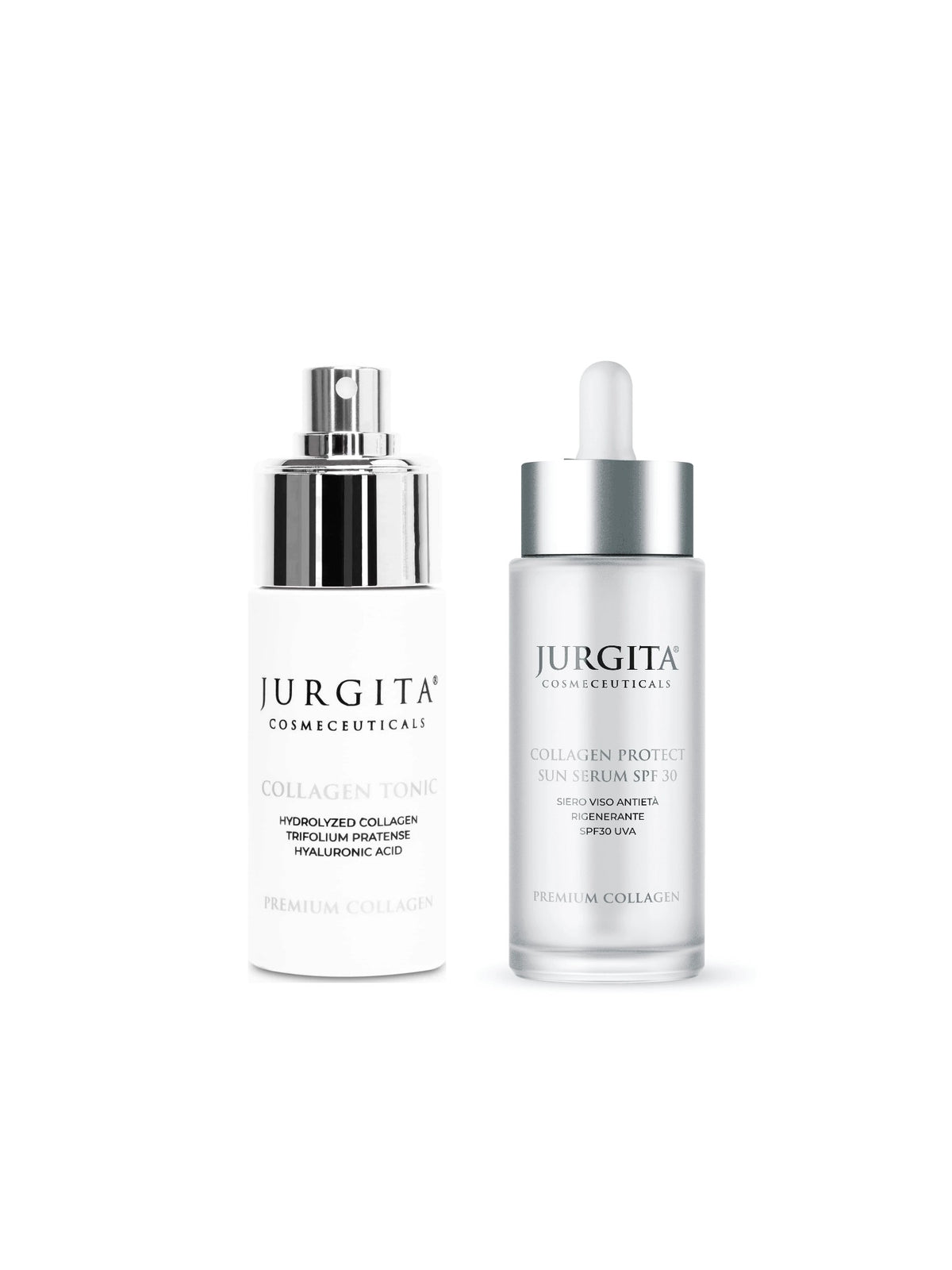 Jurgita Cosmeceuticals Fresh Shield Duo: Collagen Tonic 50 ml and Collagen Protect Sun Serum SPF 30