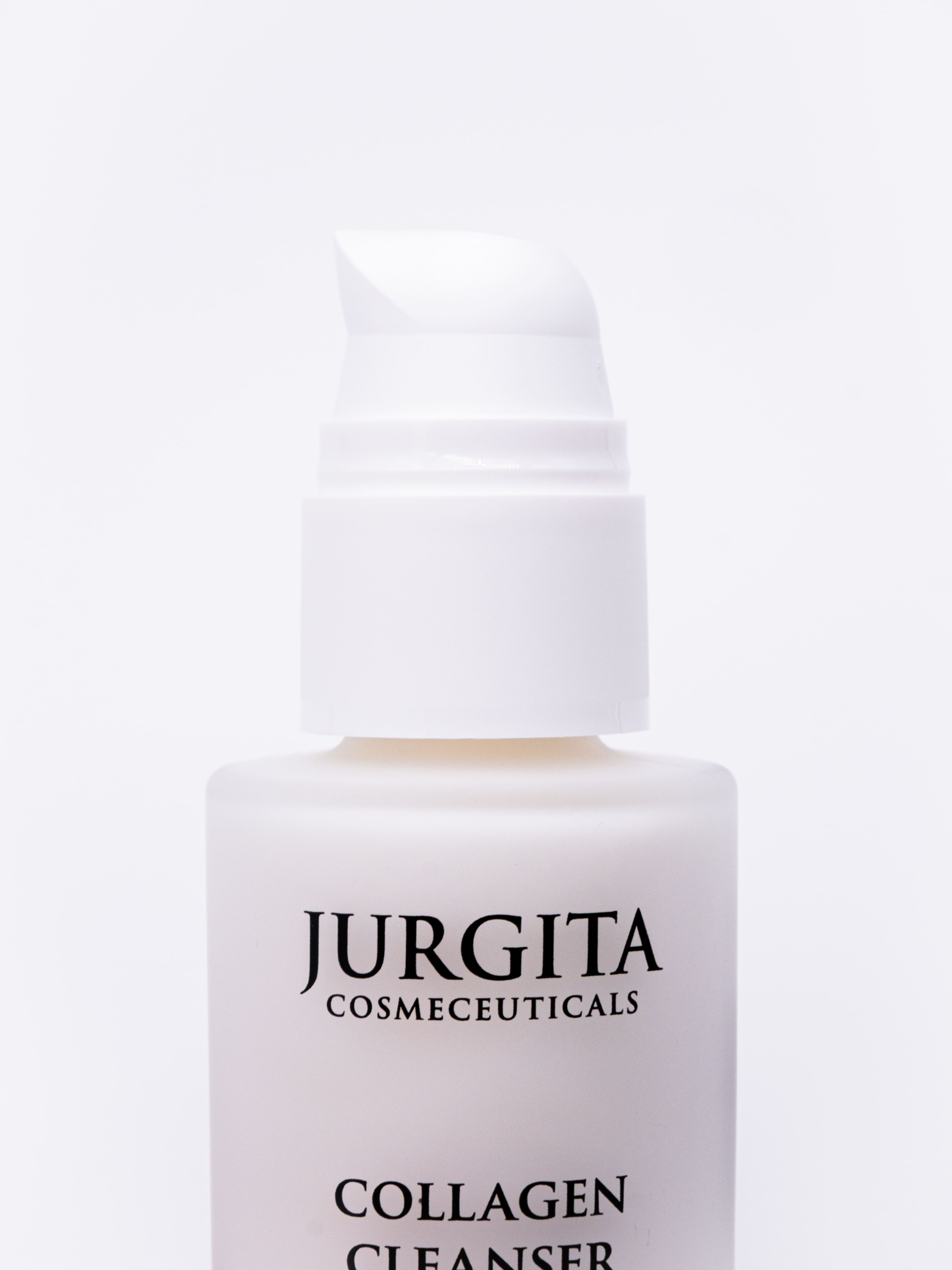 Jurgita Cosmeceuticals Collagen Cleanser bottle on a white background.