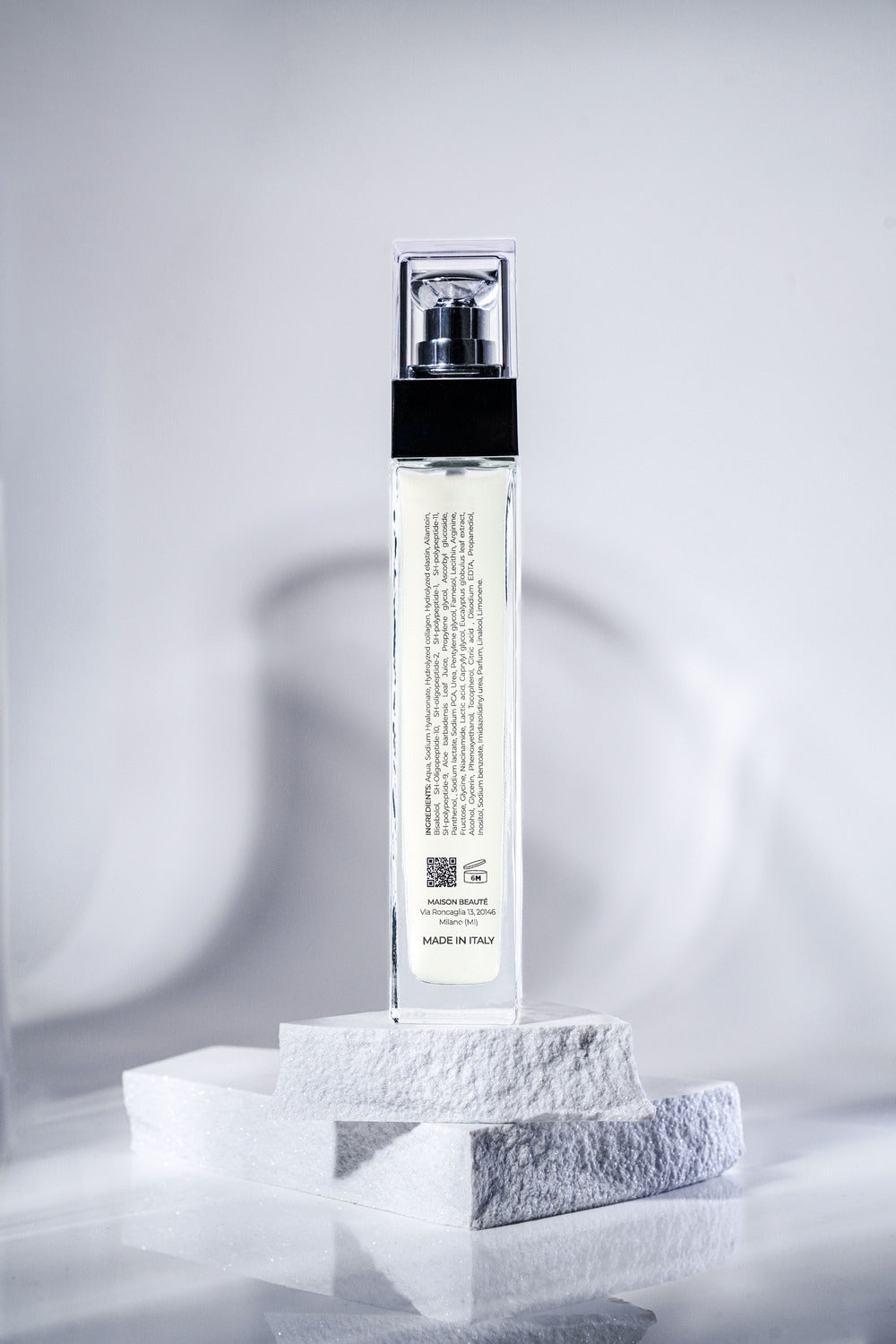 Back view of JMed Stria Repair Restorative Plumping Serum – ingredient list and product details for targeted skincare.